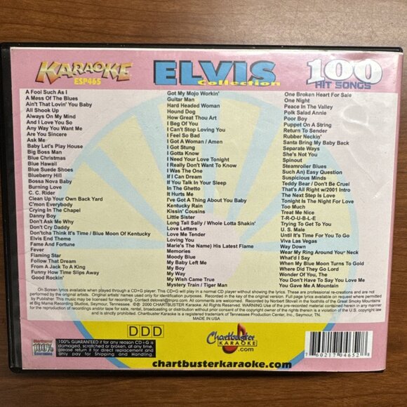 RARE Chartbuster Karaoke Elvis Presley 100 Hit Song Collection - 6 Disc Set HTF - Picture 2 of 8